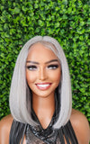 Salt and Pepper Wig Glueless Lace Front Wig Bob Light Gray Wig Straight Middle Part Wig Short Gray Bob Hairstyle Lace Wig - Beauty Blessings LLC