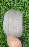 Salt and Pepper Wig Glueless Lace Front Wig Bob Light Gray Wig Straight Middle Part Wig Short Gray Bob Hairstyle Lace Wig - Beauty Blessings LLC