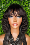 Deep Wave Brazilian Remy 100% Human Hair Wig With Bangs Short Bob Natural Wave Hair Wig - Beauty Blessings LLC