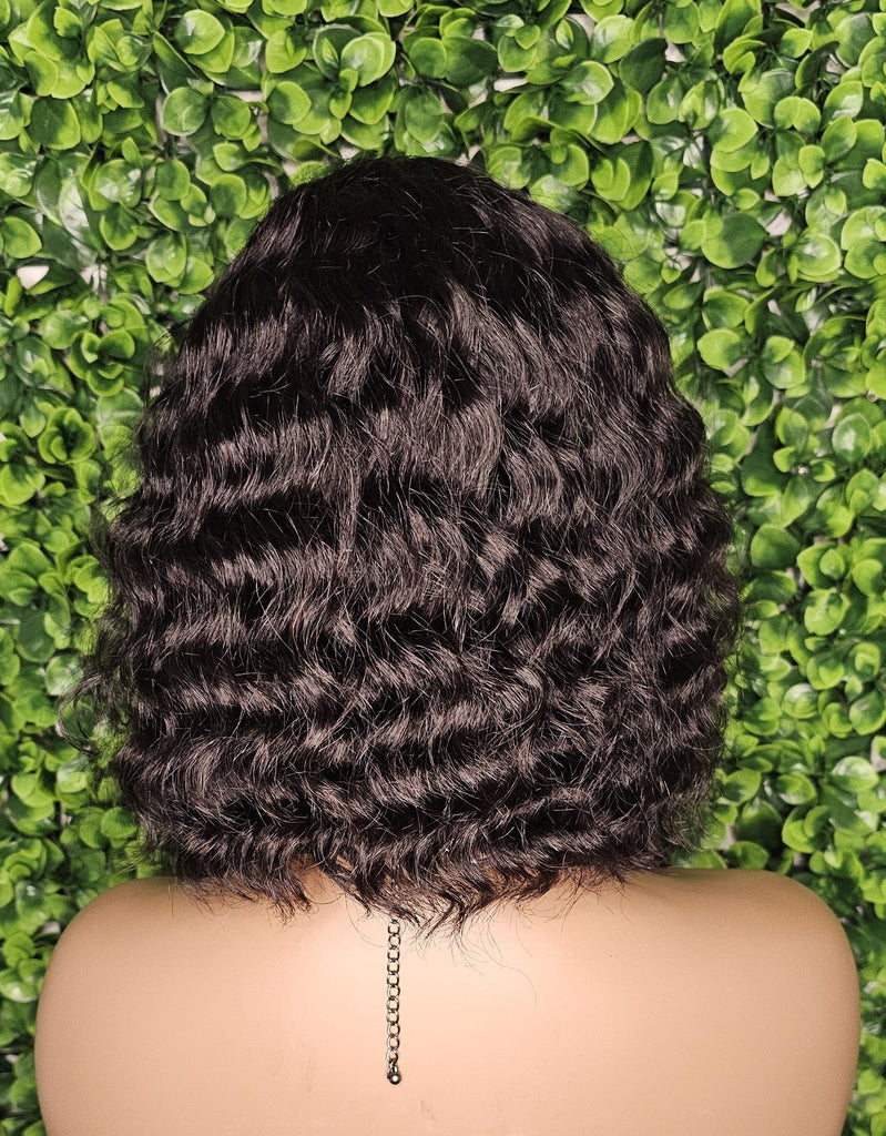 Deep Wave Brazilian Remy 100% Human Hair Wig With Bangs Short Bob Natural Wave Hair Wig - Beauty Blessings LLC