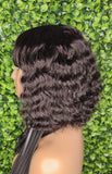 Deep Wave Brazilian Remy 100% Human Hair Wig With Bangs Short Bob Natural Wave Hair Wig - Beauty Blessings LLC