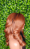 Auburn Reddish Brownish Lace Front Wig Mix Afro Blowout Yaki Texture Side Part Swoop Bang HD Lace Glueless Wig Loose Curl Natural Hair Wig - Beauty Blessings LLC