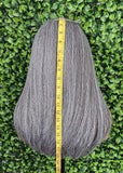 Dark Salt and Pepper Gray Lace Front Wig Yaki Straight Hair Wig Gray Hair White Hair Silver Hair Natural Mix Grey Hair - Beauty Blessings LLC