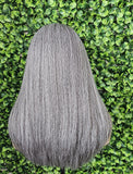 Dark Salt and Pepper Gray Lace Front Wig Yaki Straight Hair Wig Gray Hair White Hair Silver Hair Natural Mix Grey Hair - Beauty Blessings LLC
