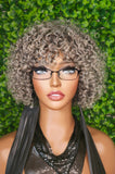 Salt and Pepper Wig 100% Human Hair Deep Wave Pixie Cut Gray Bob Wig Dark Silver Gray Hair Glueless Wig Short Bang Full Cap