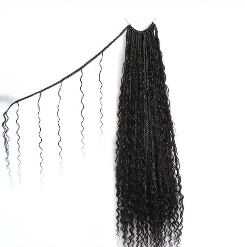 Fast Boho Braids Crochet Boho Box Braids with Human Hair Deep Curls, Pre-Looped Box Braids with Full Deep Curly Human Hair Ends, Hair Extensions Up to 30 Inches Crochet Braids 20 Strands - Beauty Blessings LLC