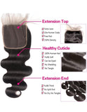 Brazilian Human Hair 3pcs Hair Bundles Body Wave Hair with Closure Human Hair - Beauty Blessings LLC