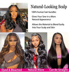 Brazilian Human Hair 3pcs Hair Bundles Body Wave Hair with Closure Human Hair - Beauty Blessings LLC
