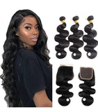 Brazilian Human Hair 3pcs Hair Bundles Body Wave Hair with Closure Human Hair - Beauty Blessings LLC