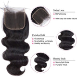 Brazilian Human Hair 3pcs Hair Bundles Body Wave Hair with Closure Human Hair - Beauty Blessings LLC