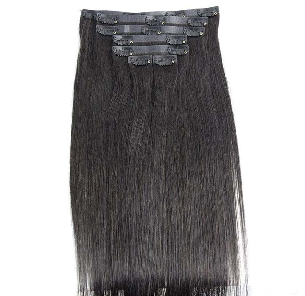Human Hair Seamless Clip-In Hair Extensions Natural Straight Clip In Hair Extension 100% Brazilian Remy Human Hair - Beauty Blessings LLC
