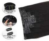 Human Hair Seamless Clip-In Hair Extensions Natural Straight Clip In Hair Extension 100% Brazilian Remy Human Hair - Beauty Blessings LLC