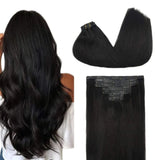 Human Hair Seamless Clip-In Hair Extensions Natural Straight Clip In Hair Extension 100% Brazilian Remy Human Hair - Beauty Blessings LLC