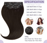 Human Hair Seamless Clip-In Hair Extensions Natural Straight Clip In Hair Extension 100% Brazilian Remy Human Hair - Beauty Blessings LLC