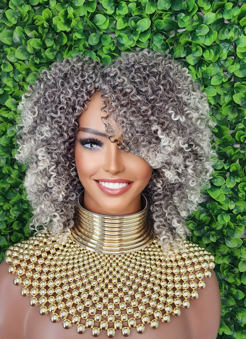 Blonde Afro Coil Bantu Knot Twist Out Kinky Twist Hair Full Cap Natural Wig Natural Hairsty Short Kinky Twist Brown Blonde Hair Wig - Beauty Blessings LLC