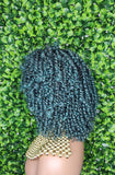 Green Hair Wig Kinky Twist Hair Side Part Lace Front Lace Part Wig Natural Hairline Kinky Curly Hairstyle Wig - Beauty Blessings LLC
