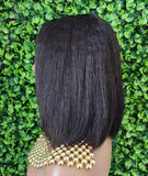 Peruvian Remy Italian Yaki Bob Human Hair Lace Wig Kinky Straight Bob Hair Glueless Lace Front Bob Wig Natural Hairline Lace Wig - Beauty Blessings LLC