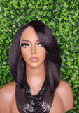 Swoop Bang Bob Wig with Bangs Glueless Lace Front Wig Voluminous Hair Yaki Hair Texture Short Bob Straight Wig