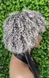 Human Hair Salt Pepper Gray Wig Pixie Cut Kinky Coil Curly Hair Wig Yaki Afro Gray Hair Natural Mix Grey Hair Curl  Glueless Wig - Beauty Blessings LLC