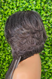 Salt Pepper Wig Bob 100% Human Hair Lace Front Wig Brazilian Remy Human Hair Straight Bob Hairstyle Layered Hair Gray Bob Wig - Beauty Blessings LLC