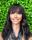 Virgin Brazilian Remy 100% Human Hair Natural Loose Waves Big Water Wave Hair Full Wig with Bangs - Beauty Blessings LLC