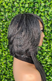 Gray Bob 100% Human Hair Wig Peruvian Remy Short Cut Hair Straight Bob Hairstyle Layered Hair Bob Wig with Bangs Dark Salt Pepper Wig - Beauty Blessings LLC