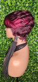Burgundy Pixie Cut Remy 100% Human Hair Lace Wig Short Hairstyle Lace Front Wig - Beauty Blessings LLC