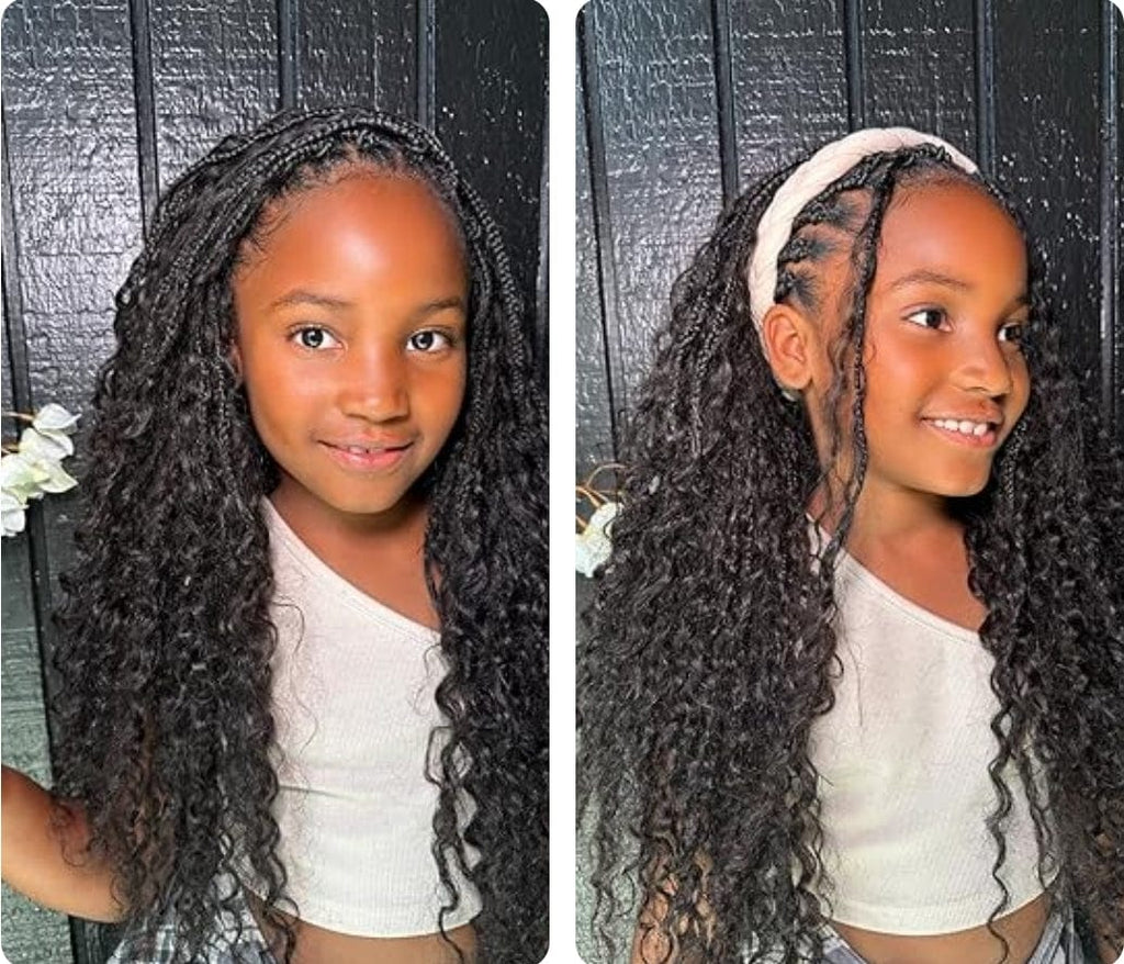 Fast Boho Braids Crochet Boho Box Braids with Human Hair Deep Curls, Pre-Looped Box Braids with Full Deep Curly Human Hair Ends, Hair Extensions Up to 30 Inches Crochet Braids 20 Strands - Beauty Blessings LLC