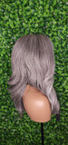 Salt Pepper Gray Lace Front Wig Mix Gray Afro Blowout Yaki Texture Side Part Swoop Bang HD Lace Glueless Wig Loose Curl Natural Hair Wig - Beauty Blessings LLC