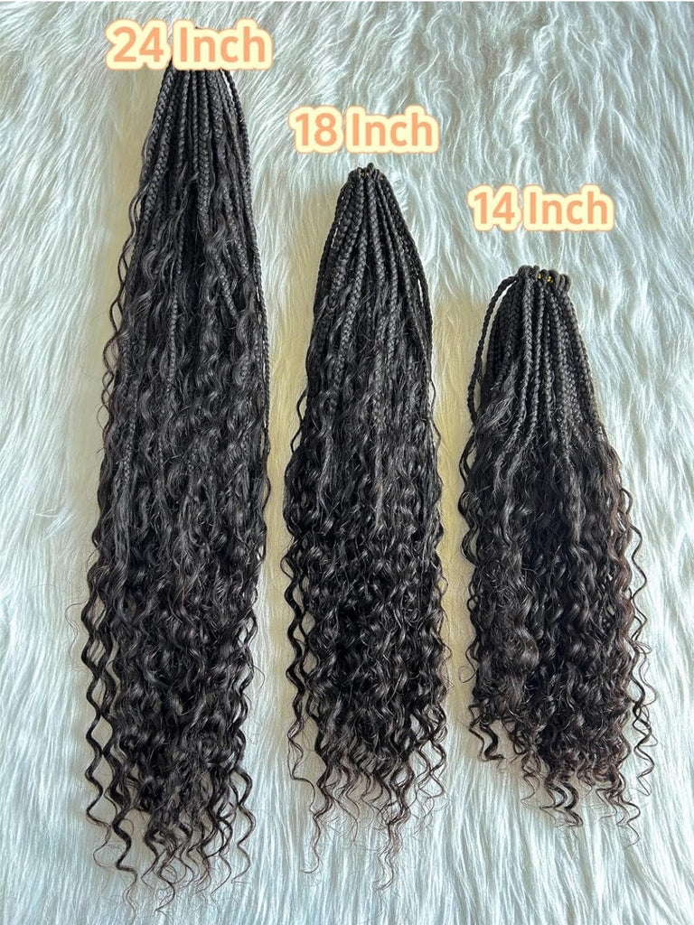 Fast Boho Braids Crochet Boho Box Braids with Human Hair Deep Curls, Pre-Looped Box Braids with Full Deep Curly Human Hair Ends, Hair Extensions Up to 30 Inches Crochet Braids 20 Strands - Beauty Blessings LLC