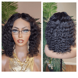 Deep Curly Bob Hair Wig Brazilian Remy 100% Human Hair Lace Front Wig Glueless Lace Wig - Beauty Blessings LLC