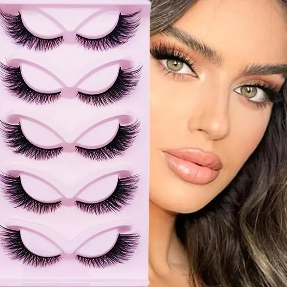 5 Pairs Cat Eye Lashes Wispy Fake Lashes Fluffy Cat Eyelashes Extensions False Eyelashes - Beauty Blessings LLC