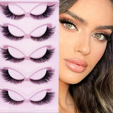 5 Pairs Cat Eye Lashes Wispy Fake Lashes Fluffy Cat Eyelashes Extensions False Eyelashes
