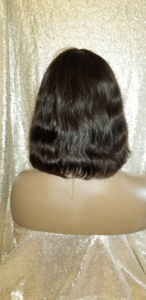 Natural Wavy Bob Ultra Brazilian Remy 100%Human Hair with Bangs - Beauty Blessing Wigs & Hair Extensions Boutique