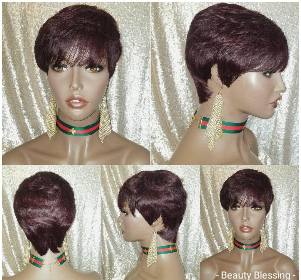 Pixie Cut Remy Human Hair Full Cap Wig - Beauty Blessing Wigs & Hair Extensions Boutique