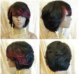 Bob Cut Human Hair Remy Wig Burgundy Bang Hair Wig - Beauty Blessing Wigs & Hair Extensions Boutique