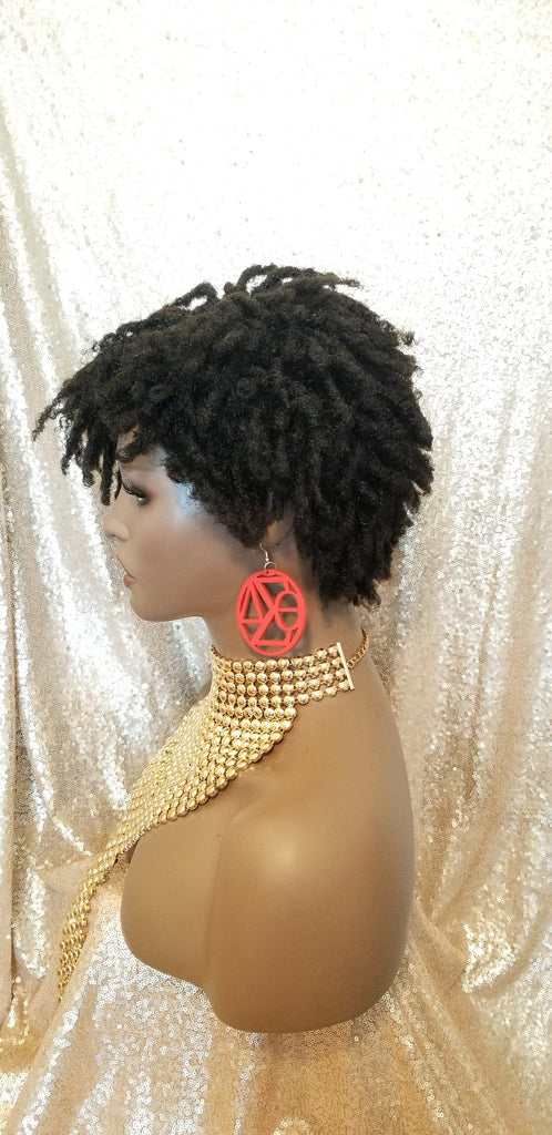 Afrocentric Short Kinky Curl Coil Twist Dread Locks Natural Style Full Cap Wig with Bangs - Beauty Blessing Wigs & Hair Extensions Boutique