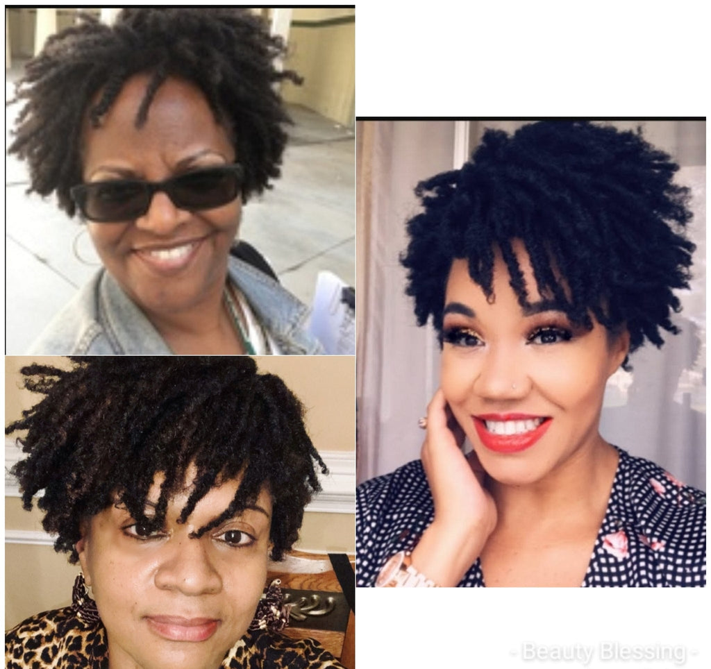 Afrocentric Short Kinky Curl Coil Twist Dread Locks Natural Style Full Cap Wig with Bangs - Beauty Blessing Wigs & Hair Extensions Boutique