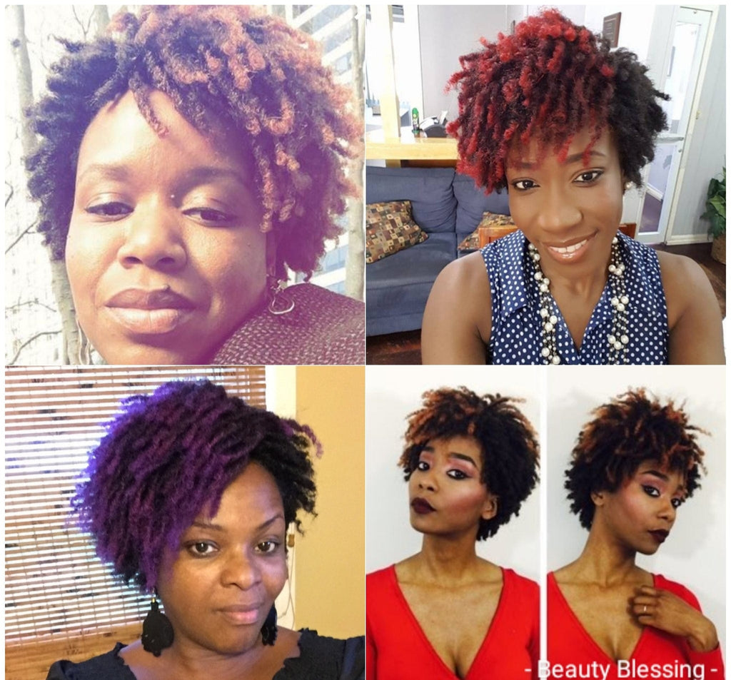 Afrocentric Short Kinky Curl Coil Twist Dread Locks Natural Style Full Cap Wig with Bangs - Beauty Blessing Wigs & Hair Extensions Boutique