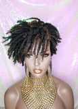 Afrocentric Short Kinky Curl Coil Twist Dread Locks Natural Style Full Cap Wig with Bangs - Beauty Blessing Wigs & Hair Extensions Boutique