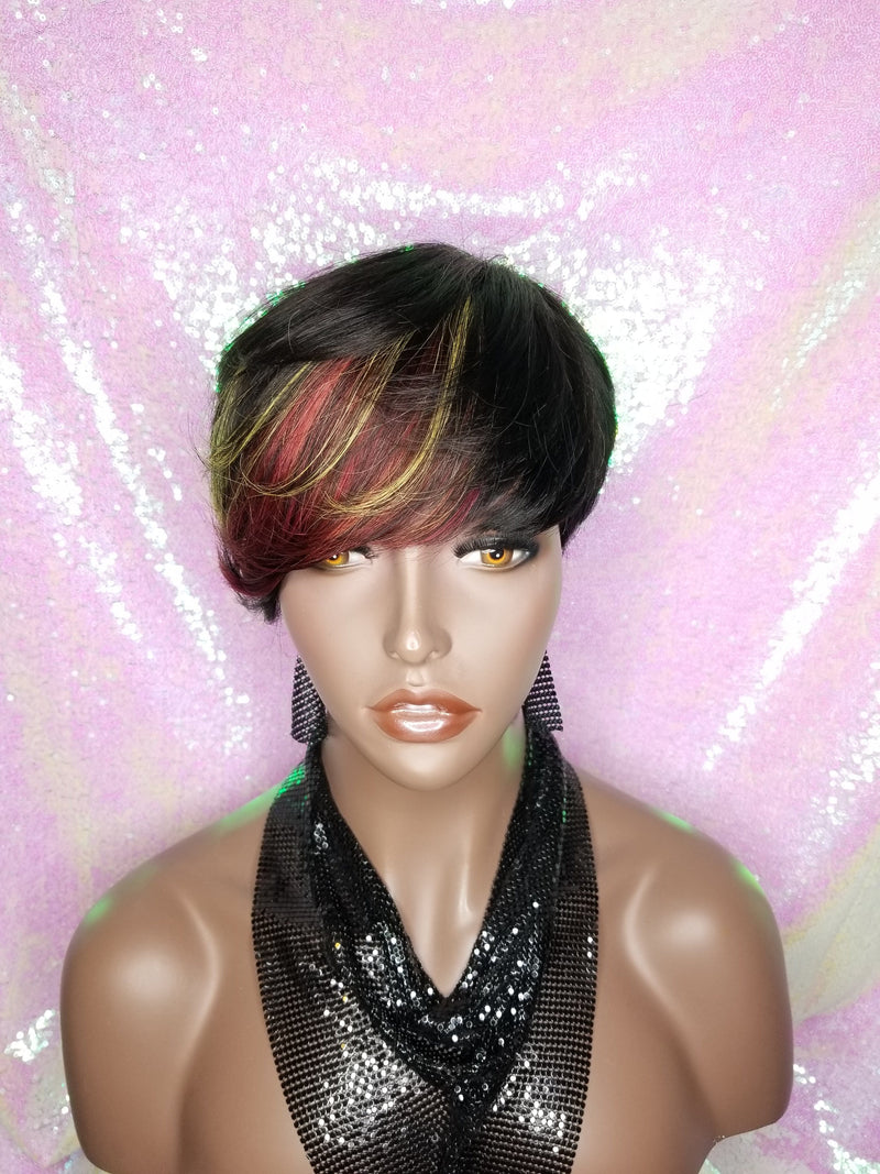 Swoop Bang Pixie Cut Remy 100% Human Hair Wig Full Cap Wig - Beauty Blessing Wigs & Hair Extensions Boutique