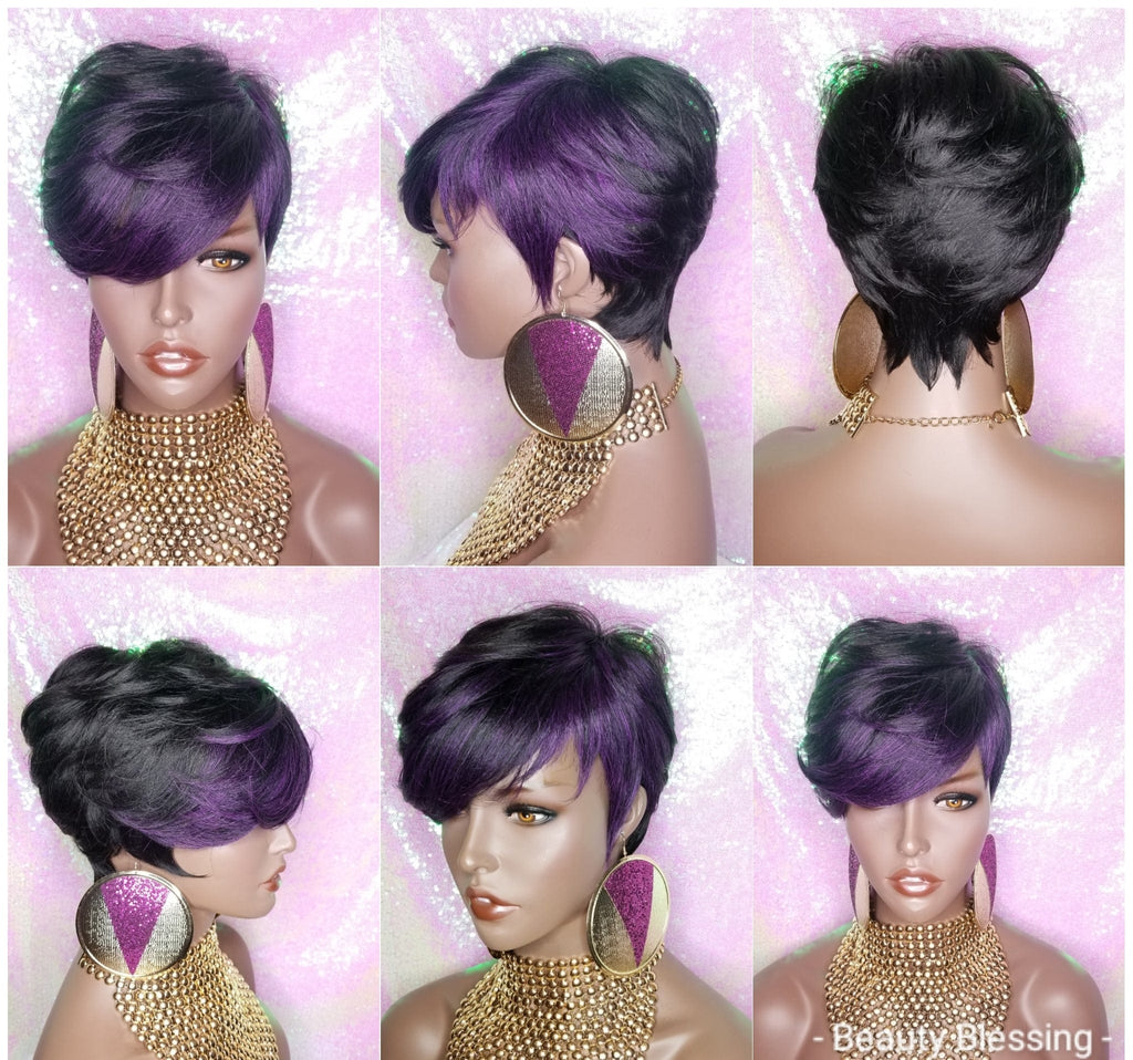 Short Cut Feather Style Full Cap Premium Fiber Wig - Beauty Blessing Wigs & Hair Extensions Boutique