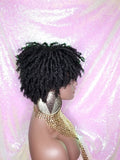 Afrocentric Short Kinky Curl Coil Twist Dread Locks Natural Style Full Cap Wig with Bangs - Beauty Blessing Wigs & Hair Extensions Boutique