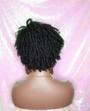 Afrocentric Short Kinky Curl Coil Twist Dread Locks Natural Style Full Cap Wig with Bangs - Beauty Blessing Wigs & Hair Extensions Boutique