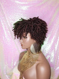 Afrocentric Short Kinky Curl Coil Twist Dread Locks Natural Style Full Cap Wig with Bangs - Beauty Blessing Wigs & Hair Extensions Boutique