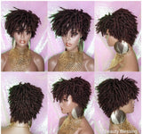 Afrocentric Short Kinky Curl Coil Twist Dread Locks Natural Style Full Cap Wig with Bangs - Beauty Blessing Wigs & Hair Extensions Boutique