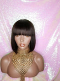 Short Bob Bang Style Brazilian Remy 100% Human Hair Wig - Beauty Blessing Wigs & Hair Extensions Boutique