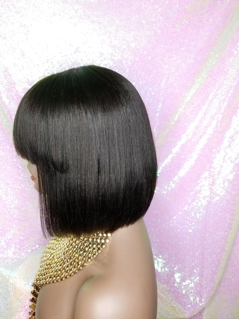 Short Bob Bang Style Brazilian Remy 100% Human Hair Wig - Beauty Blessing Wigs & Hair Extensions Boutique