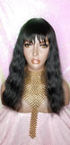 Wig Virgin Brazilian Remy 100% Human Hair Natural Loose Waves Full Wig with Bangs - Beauty Blessing Wigs & Hair Extensions Boutique