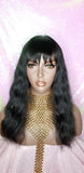 Wig Virgin Brazilian Remy 100% Human Hair Natural Loose Waves Full Wig with Bangs - Beauty Blessing Wigs & Hair Extensions Boutique